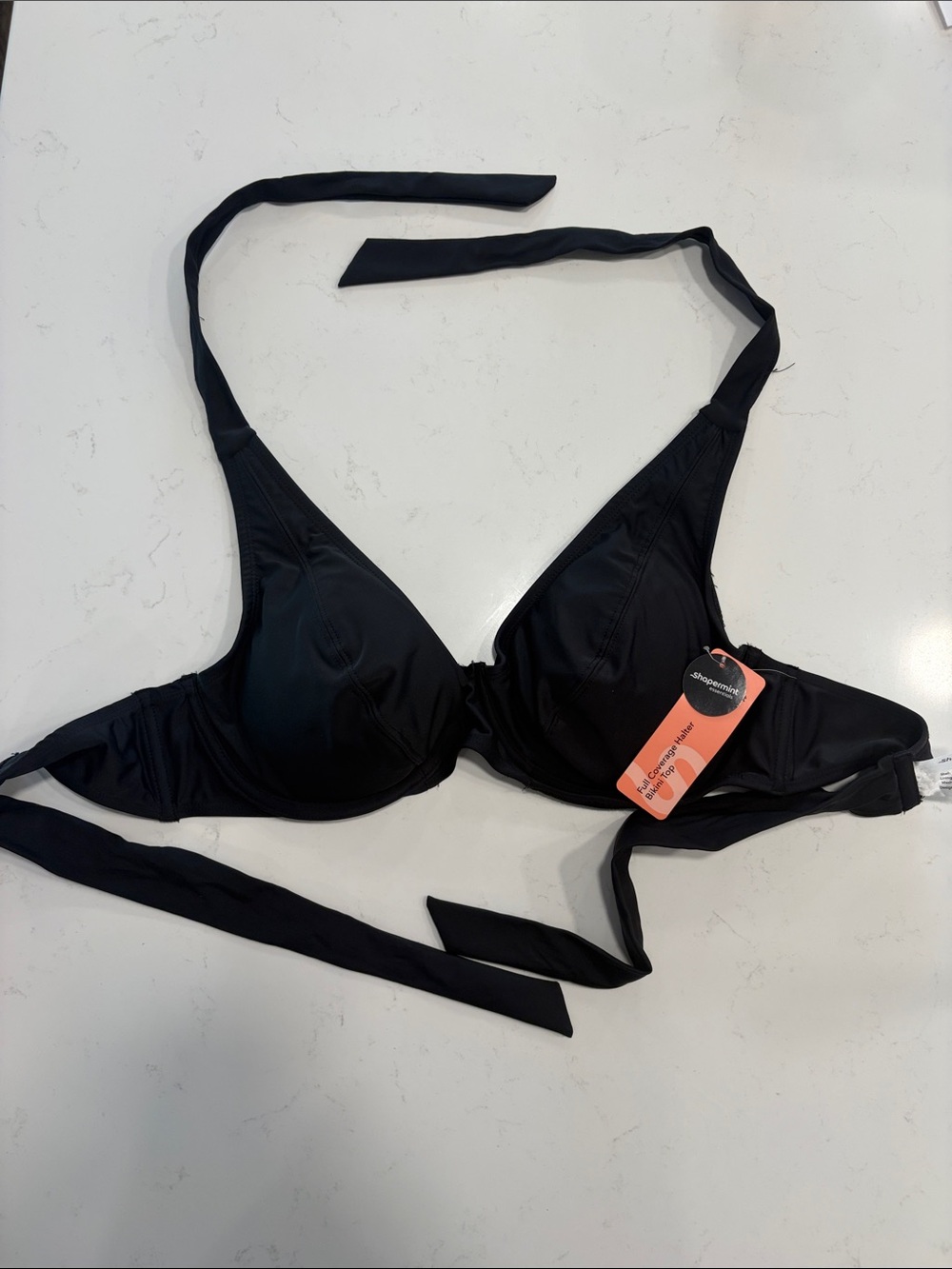 Shapermint essentials full coverage halter bikini top Black Size L NWT